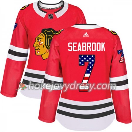 Dámské Hokejový Dres Chicago Blackhawks Brent Seabrook 7 2017-2018 USA Flag Fashion Černá Adidas Authentic